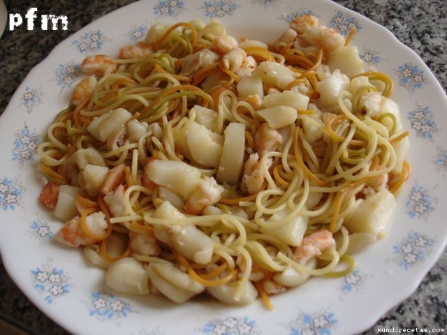Receta de Spaghetti Tricolore con Sepia Receta de Spaghetti Tricolore con Sepia