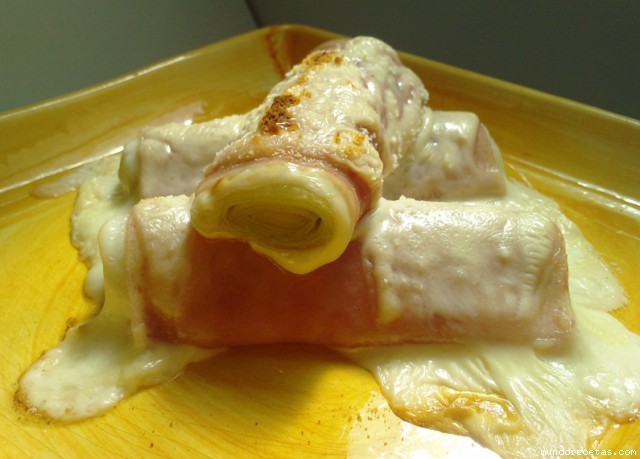Receta de Puerros envueltos al graten Receta de Puerros envueltos al graten
