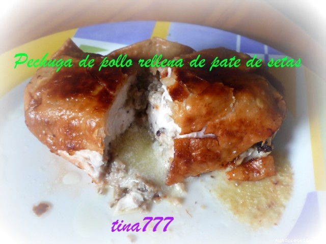 Receta de Pechuga de pollo rellena de paté de setas Receta de Pechuga de pollo rellena de paté de setas