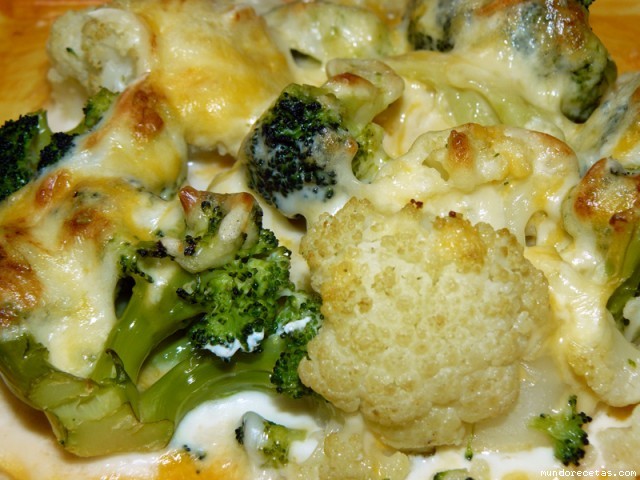 Receta de Brcoli y coliflor al gratn
