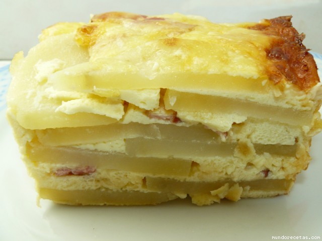 Receta de Pastel de patatas carbonara al gratén Receta de Pastel de patatas carbonara al gratén