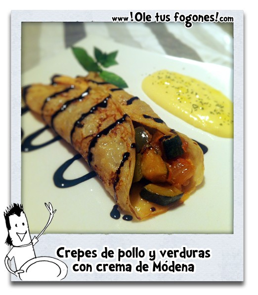 Receta de Crepes de pollo y verduras con crema de Módena Receta de Crepes de pollo y verduras con crema de Módena