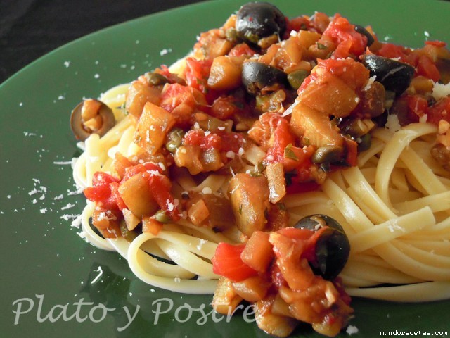 Receta de PASTA CON SALSA DE BERENJENA Receta de PASTA CON SALSA DE BERENJENA