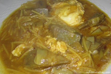 Receta de Sopa de Alcachofas con fideos Receta de Sopa de Alcachofas con fideos