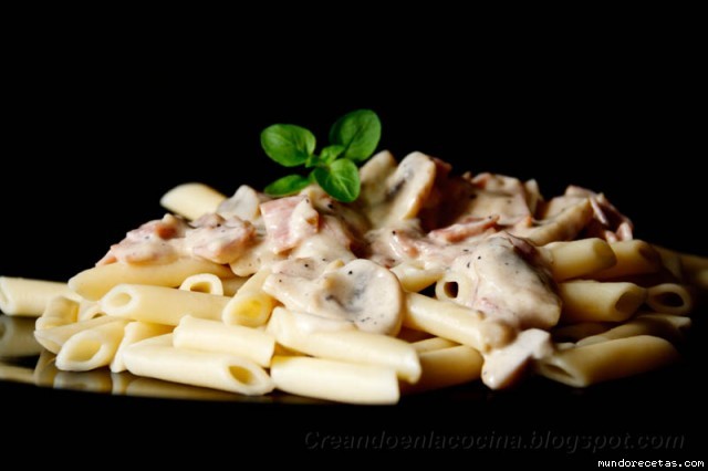 Receta de Macarrones con salsa light a la Carbonara (Dieta)