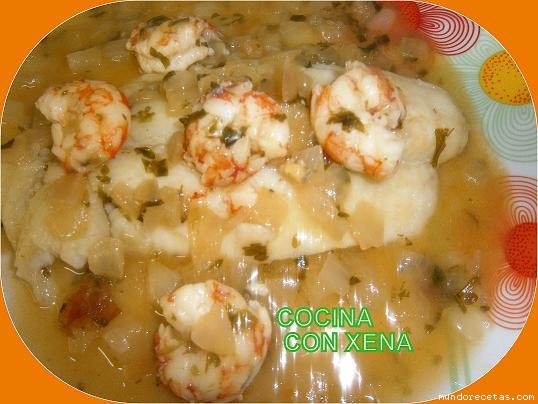 Receta de Pescado en salsa con gambones en Gm d Receta de Pescado en salsa con gambones en Gm d
