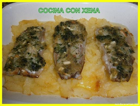 Receta de Sardinas sobre lecho de patatas Receta de Sardinas sobre lecho de patatas