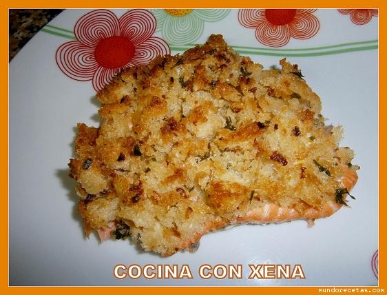 Receta de Salmón al horno en costra de gremolata de pan (thermomix y tradicional) Receta de Salmón al horno en costra de gremolata de pan (thermomix y tradicional)