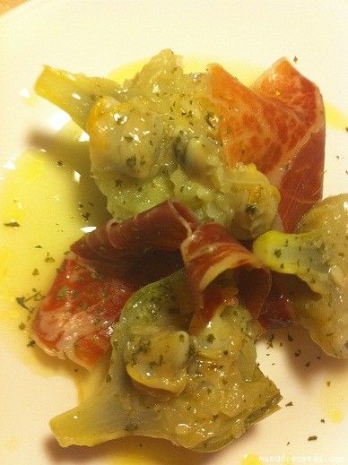 Receta de Alcachofas en salsa con jamón y berberechos Receta de Alcachofas en salsa con jamón y berberechos