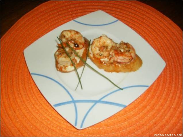 Receta de TOSTA DE GAMBAS AL AJILLO CON ALIOLI Receta de TOSTA DE GAMBAS AL AJILLO CON ALIOLI