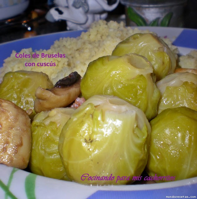 Receta de Salteado de coles de Bruselas con champiñón y cuscús Receta de Salteado de coles de Bruselas con champiñón y cuscús