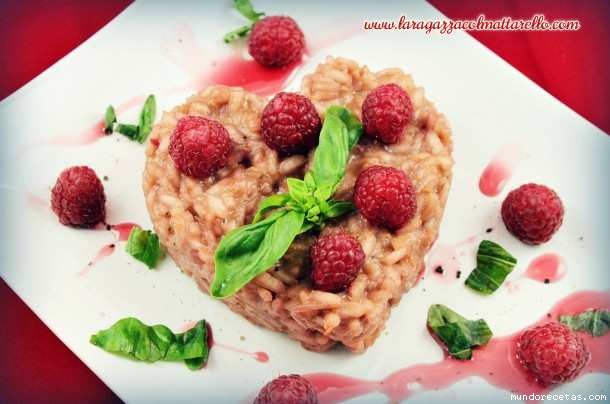 Receta de Corazón de risotto de frambuesas y cava Receta de Corazón de risotto de frambuesas y cava