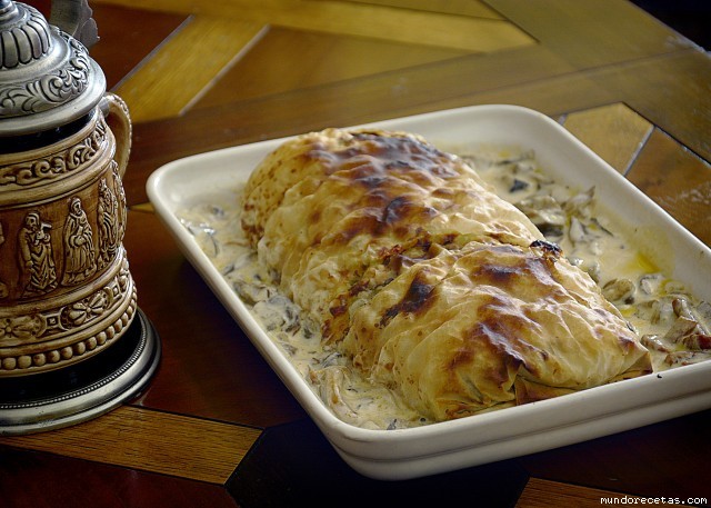 Receta de Strudel de merluza y gambas Receta de Strudel de merluza y gambas
