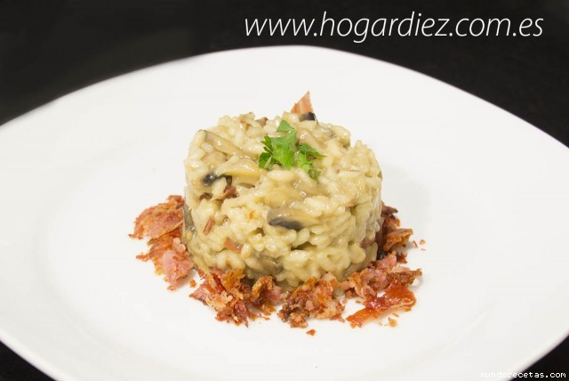 Receta de Rissotto de setas con crujiente de jamón Receta de Rissotto de setas con crujiente de jamón