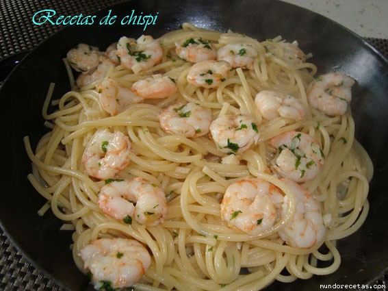 Receta de Spaguettis con gambas al ajillo de chispi57 Receta de Spaguettis con gambas al ajillo de chispi57