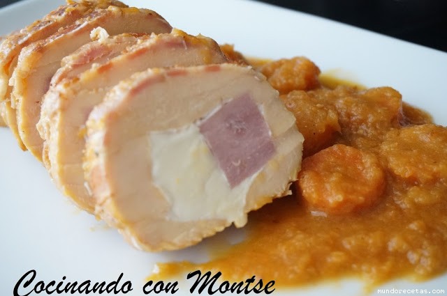 Receta de Pollo relleno con salsa de zanahorias Receta de Pollo relleno con salsa de zanahorias