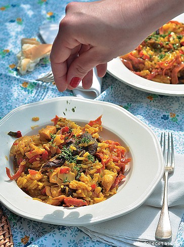 Receta de Arroz con pollo y hongos Receta de Arroz con pollo y hongos